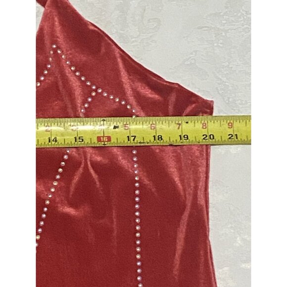 Emma & Posh Red Velvet Sz 3X Adjustable Strap Bodycon Dress Metal Detail NWT - Picture 5 of 10